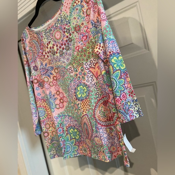 Talbots~Bright~Multicolor~Millefiori Pattern~Tee-Shirt~Top~NWT~Size LP - Picture 3 of 10